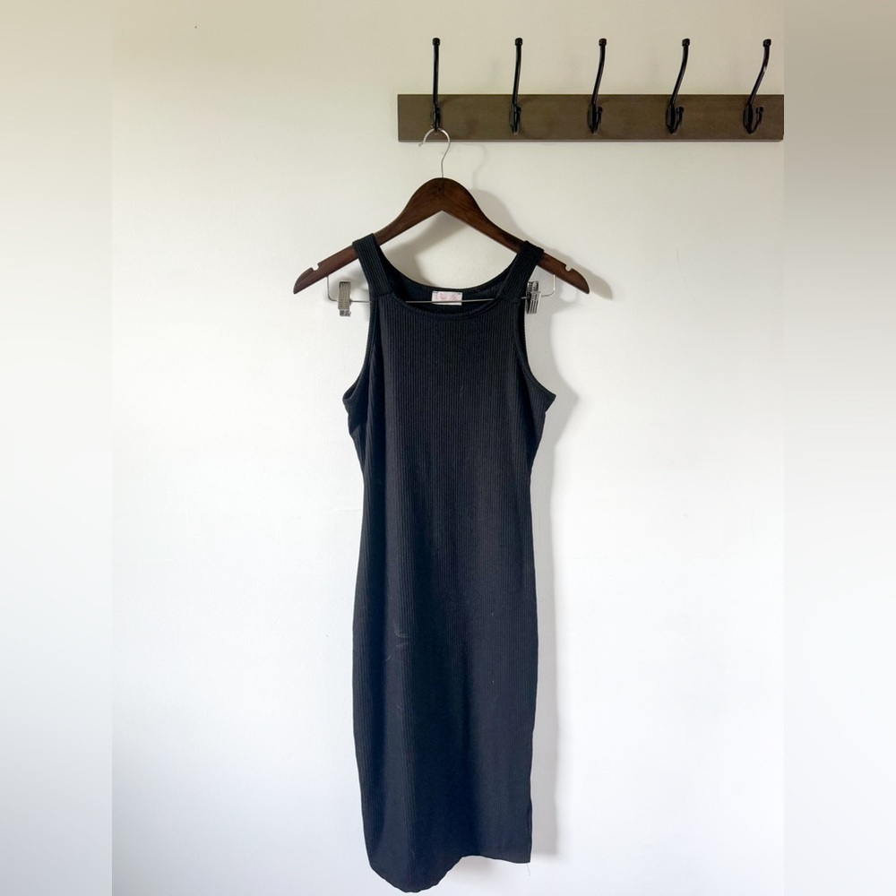 Pink Lily Black Ribbed Dress